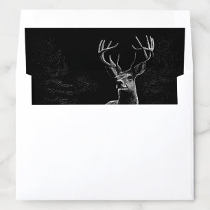 Majestic Deer in the Wilderness – Black&White Art Envelope Liner