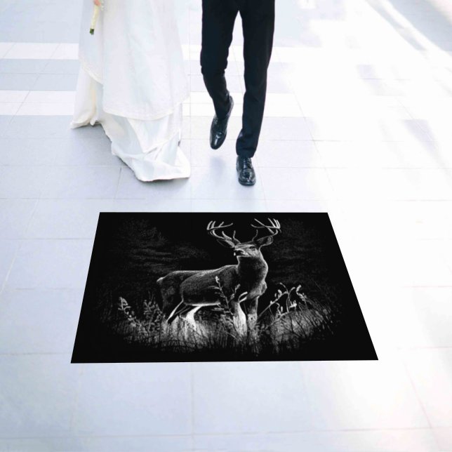 Majestic Deer in the Wilderness – Black&White Art Floor Decals (Wedding)