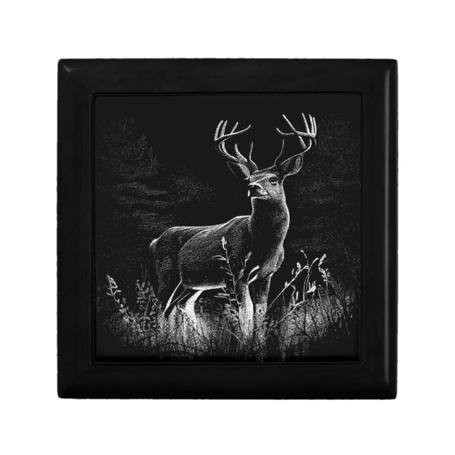 Majestic Deer in the Wilderness – Black&White Art Gift Box (Front)