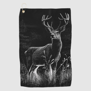 Majestic Deer in the Wilderness – Black&White Art  Golf Towel