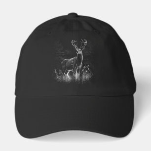 Majestic Deer in the Wilderness – Black&White Art Hat