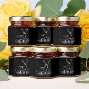 Majestic Deer in the Wilderness – Black&White Art Honey Jar Favors