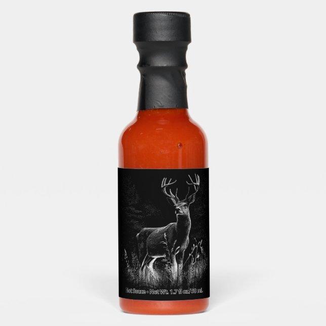 Majestic Deer in the Wilderness – Black&White Art Hot Sauces (Front)