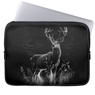 Majestic Deer in the Wilderness – Black&White Art Laptop Sleeve