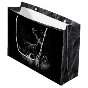 Majestic Deer in the Wilderness – Black&White Art Large Gift Bag