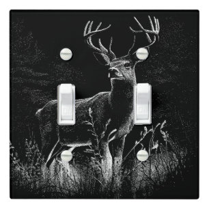 Majestic Deer in the Wilderness – Black&White Art Light Switch Cover