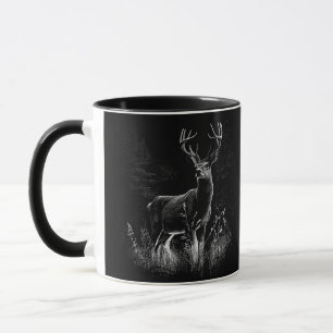 Majestic Deer in the Wilderness – Black&White Art Mug