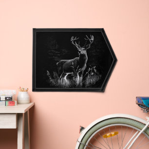 Majestic Deer in the Wilderness – Black&White Art Pennant