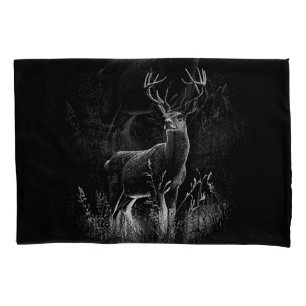 Majestic Deer in the Wilderness – Black&White Art Pillow Case