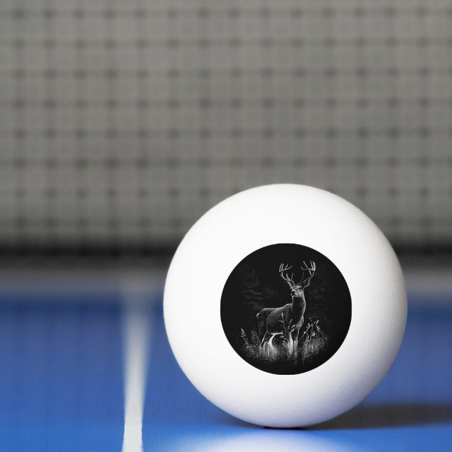 Majestic Deer in the Wilderness – Black&White Art  Ping Pong Ball (Net)
