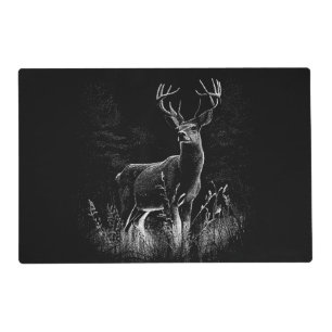 Majestic Deer in the Wilderness – Black&White Art Placemat