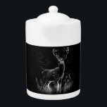 Majestic Deer in the Wilderness – Black&White Art Teapot<br><div class="desc">A stunning monochrome wildlife illustration featuring a majestic buck standing tall in a moonlit forest. The intricate detailing and high-contrast design capture the beauty of nature and the grace of this powerful animal. Perfect for hunters, nature lovers, and those who appreciate rustic outdoor aesthetics. Ideal for T-shirts, mugs, wall art,...</div>