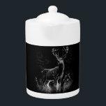 Majestic Deer in the Wilderness – Black&White Art Teapot<br><div class="desc">A stunning monochrome wildlife illustration featuring a majestic buck standing tall in a moonlit forest. The intricate detailing and high-contrast design capture the beauty of nature and the grace of this powerful animal. Perfect for hunters, nature lovers, and those who appreciate rustic outdoor aesthetics. Ideal for T-shirts, mugs, wall art,...</div>
