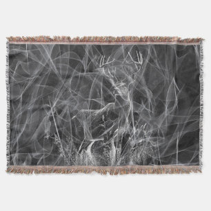 Majestic Deer in the Wilderness – Black&White Art Throw Blanket