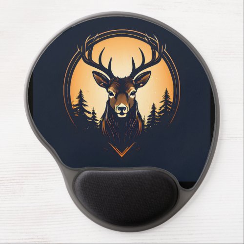 Majestic Deer Logo on Black Gel Mouse Pad