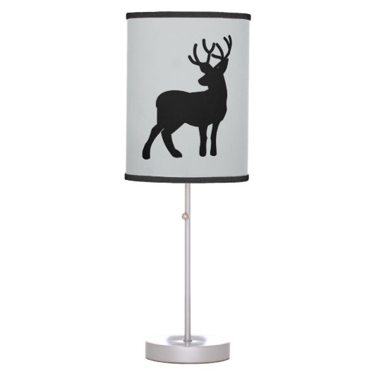 Majestic Deer Silhouette - Black Table Lamp (Front)