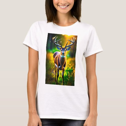 Majestic Deer Silhouette Design T_Shirt