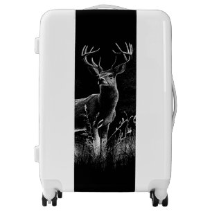 Majestic Deer Suitcase – Black & White Wildlife