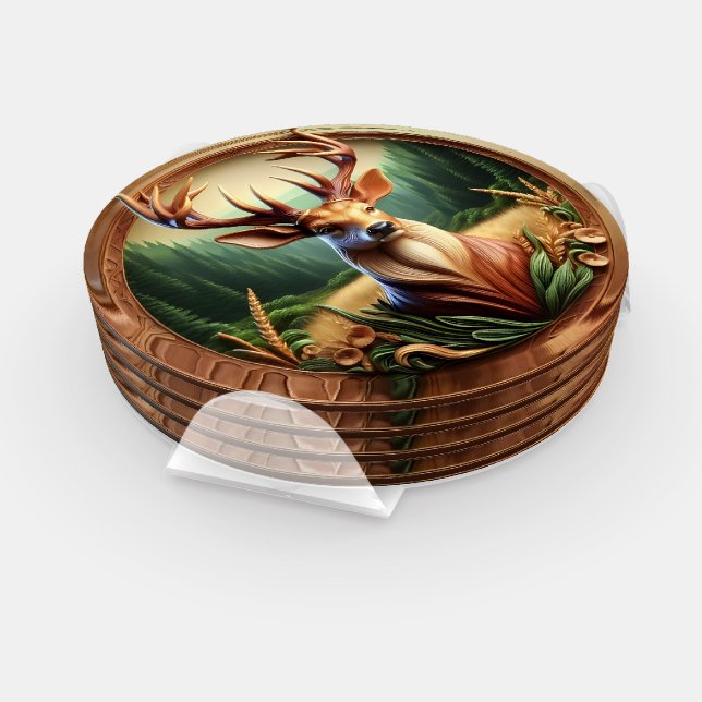 Majestic Deer With Glorious Antlers Coaster Set (Set)