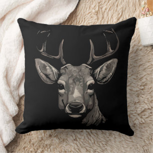 Majestic Deer with Large Antlers Throw Pillow