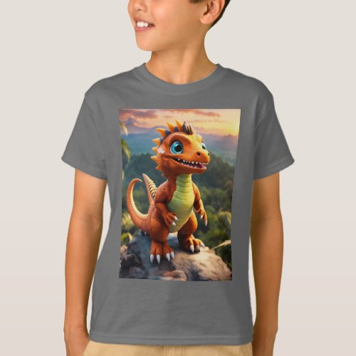 Majestic Dinosaur Embraced by Flames T_Shirt