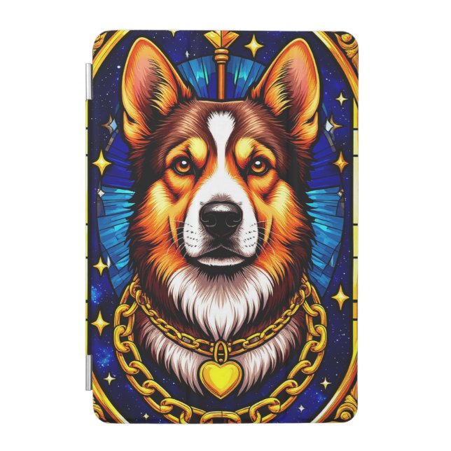 Majestic Dog Portrait in Stained Glass Style iPad Mini Cover (Front)