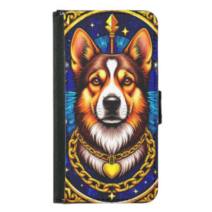 Majestic Dog Portrait in Stained Glass Style Samsung Galaxy S5 Wallet Case