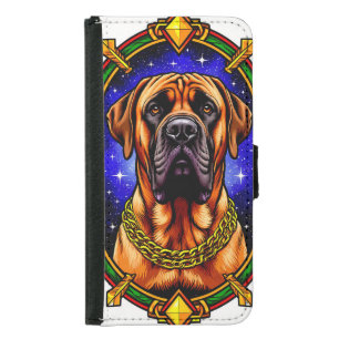 Majestic Dog Portrait in Stained Glass Style Samsung Galaxy S5 Wallet Case