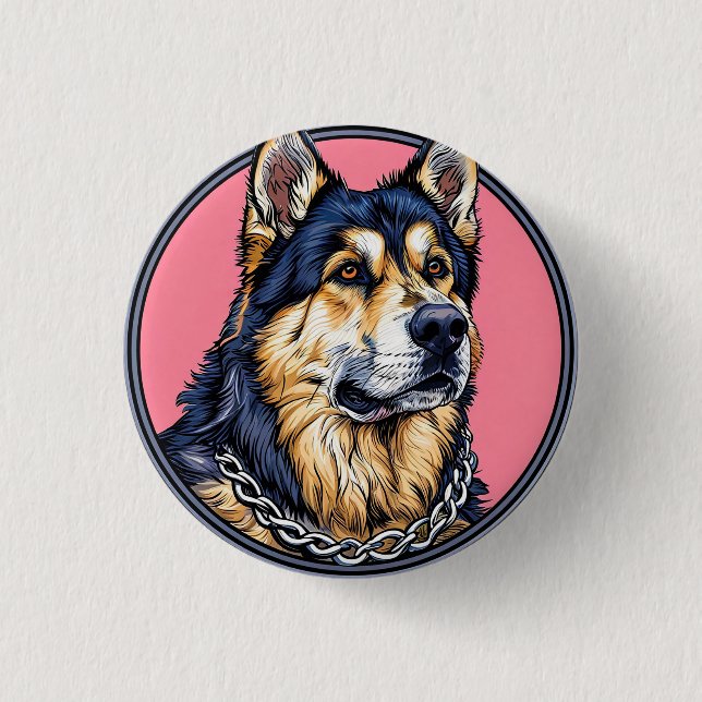 Majestic Dog with Bold Colors Button (Front)