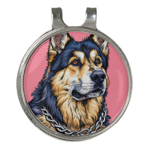 Majestic Dog with Bold Colors Golf Hat Clip