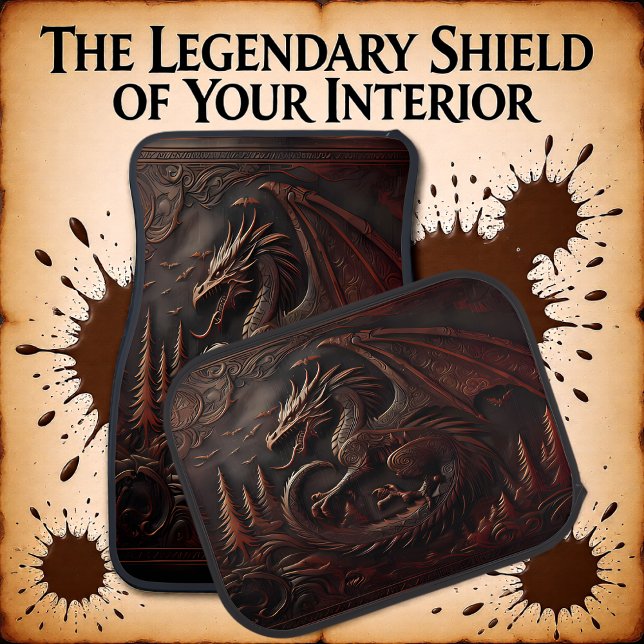 Majestic Dragon Crafted From Imitation Leather Art Car Floor Mat (Creator Uploaded)