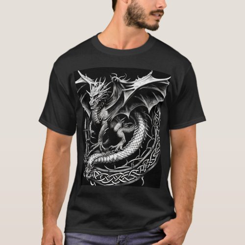 Majestic Dragon Intricate Celtic Abstract Tattoo  T_Shirt