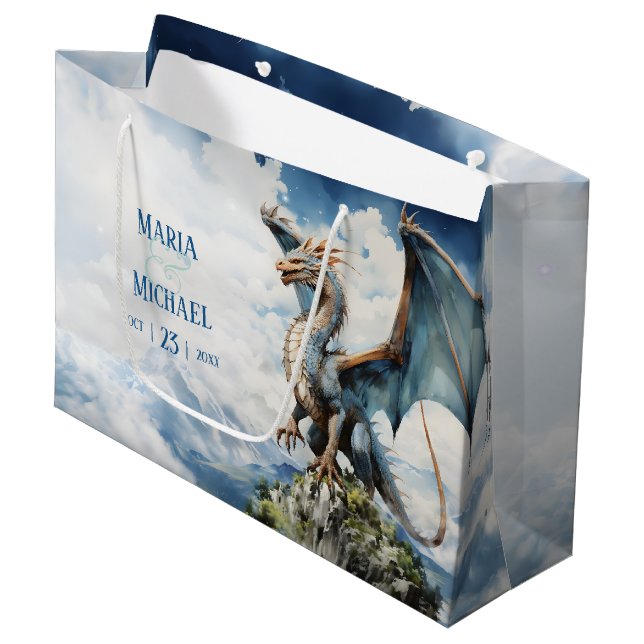Majestic Dragon Medium Favor Bag | Celtic Wedding  (Front Angled)