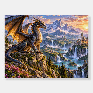 Majestic Dragon Mountain Kingdom Fantasy Foam Board