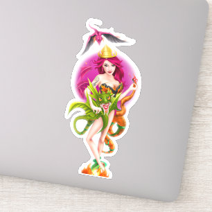 Majestic Dragon Princess Queen Flying Sticker