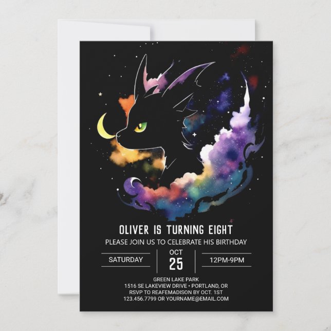 Majestic Dragon Whimsy Birthday Invitation (Front)