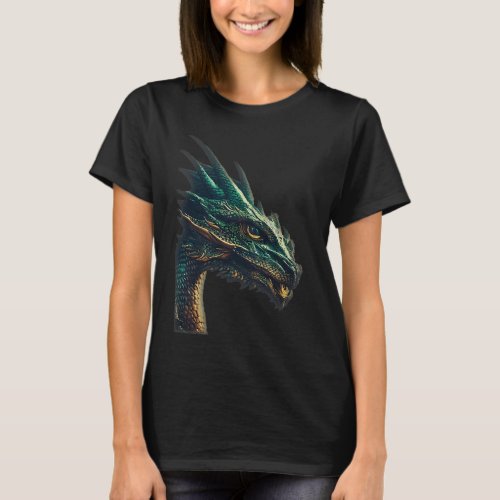 Majestic Dragon With Green And Brown Scales T_Shirt