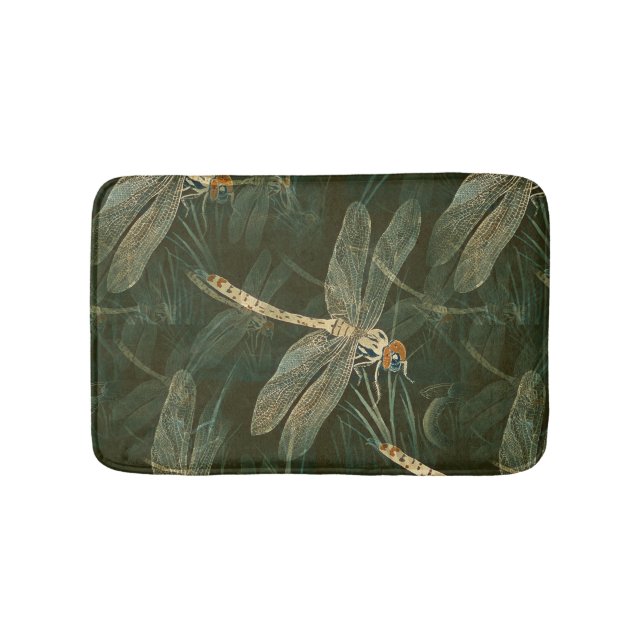 Majestic Dragonfly Pattern  Bath Mat (Front)