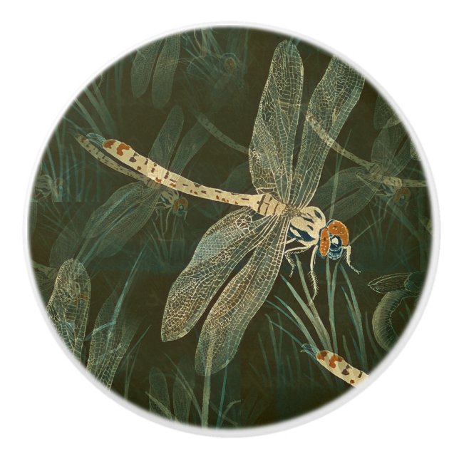 Majestic Dragonfly Pattern  Ceramic Knob (Front)