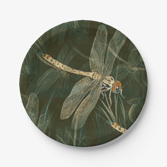 Majestic Dragonfly Pattern  Paper Plates (Front)