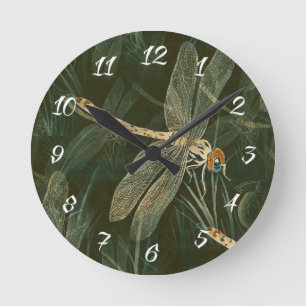 Majestic Dragonfly Pattern  Round Clock