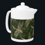 Majestic Dragonfly Pattern Teapot<br><div class="desc">Beautiful natural engineering: the most majestic dragonfly... a marvel of animal aeronautics, it's one of the most efficient flying insects in nature. Its four wings maneuver independently, so it can fly at 18-20 miles per hour..and in any direction go up, down, sideways, backwards and forward. If they need a boost...</div>