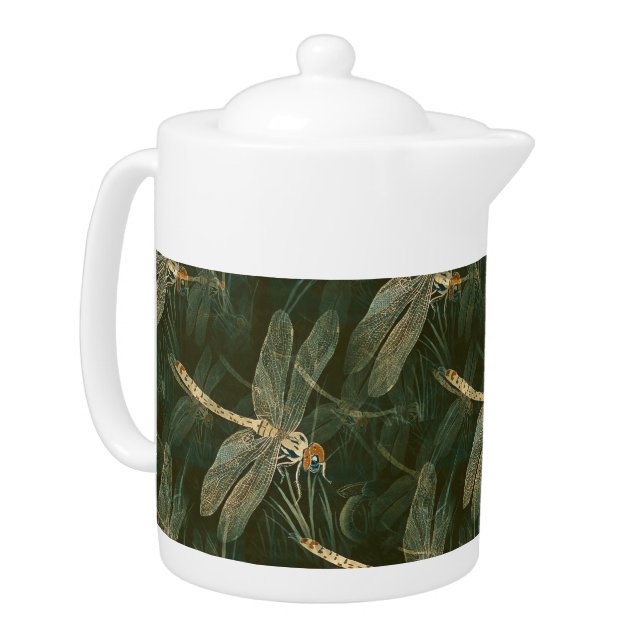 Majestic Dragonfly Pattern Teapot (Left)