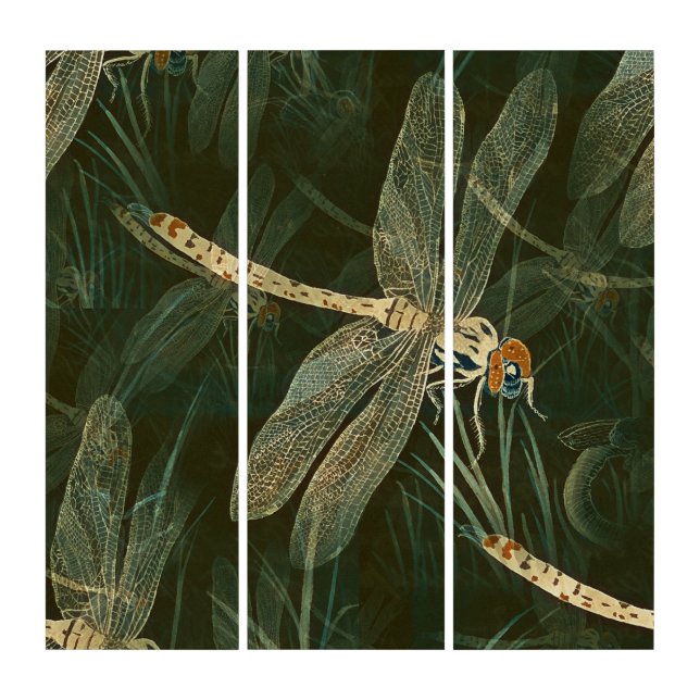 Majestic Dragonfly Pattern Triptych (Front)