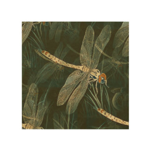 Majestic Dragonfly Pattern Wood Wall Art