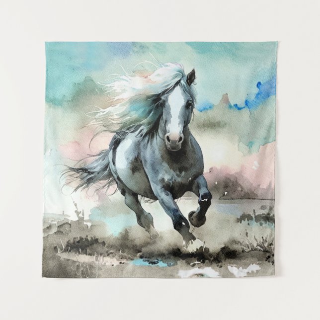 Majestic Draught Horse Watercolour  Tapestry (Front)