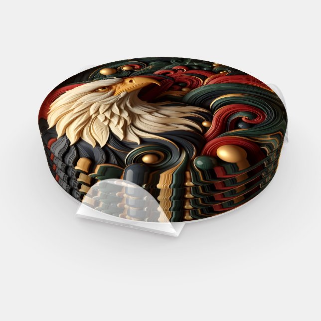 Majestic Eagle: A Golden Abstracted Coaster Set (Set)