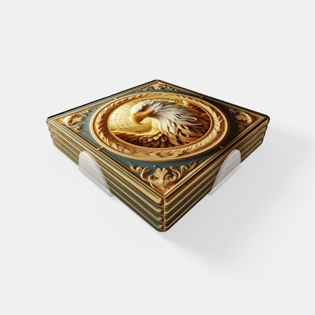 Majestic Eagle: A Golden Tribute Coaster Set (Set)