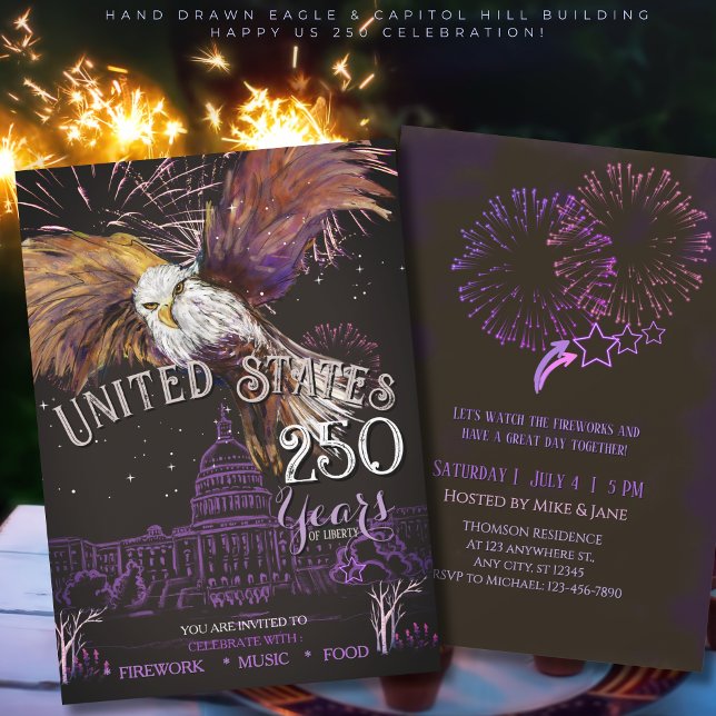 Majestic Eagle America 250 Years of Liberty Purple Invitation (Majestic Eagle America 250 Years of Liberty Purple Invitation)