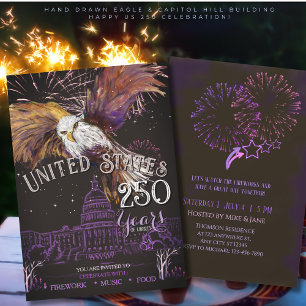 Majestic Eagle America 250 Years of Liberty Purple Invitation